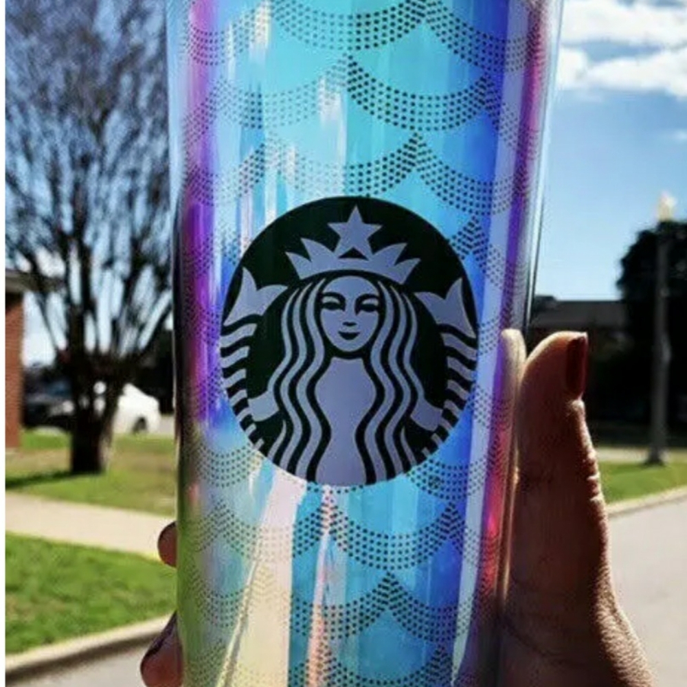 New Starbucks Mint Green Iridescent Mermaid Scale Tumbler 24ozCold Cup🧜‍♀️ 2019